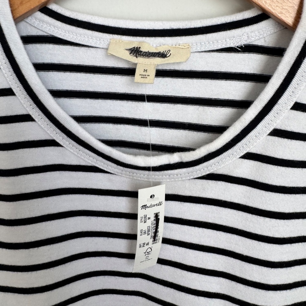 NWT Black/White striped Cotton Perfect Crewneck SZ Various - Picture 6 of 10